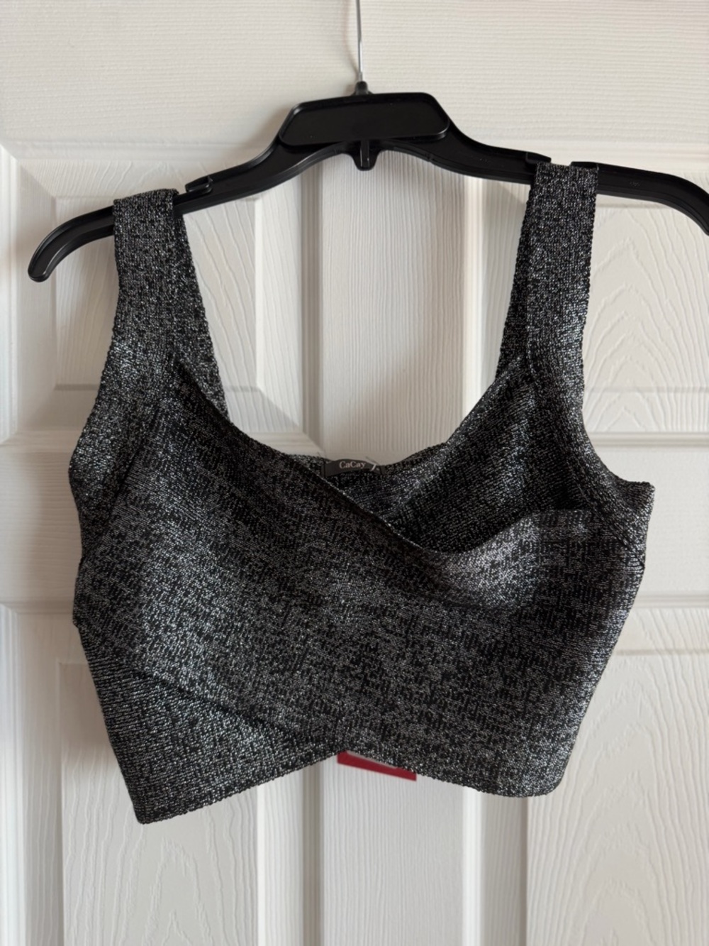 Metallic Black Cropped Tank Top